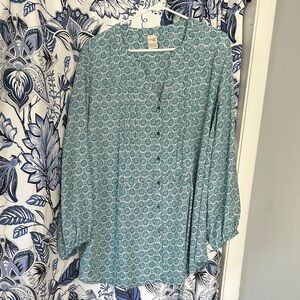 Terra & Sky Teal Geometric Blouse